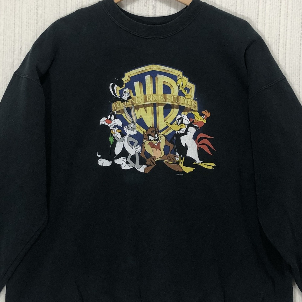 Hanes Warner Bros Studios Looney Tunes Black Graphic Sweatshirt XL 2006 Retro